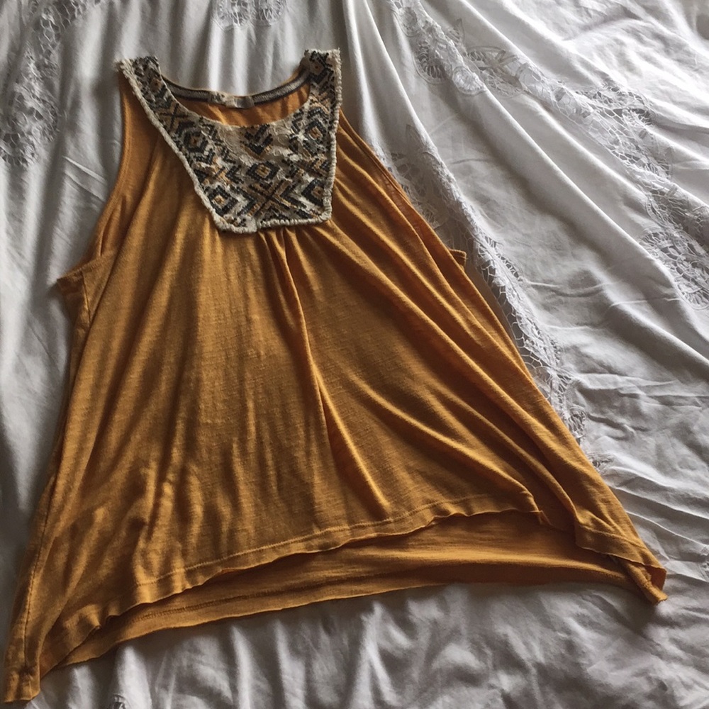Yellow high neck tank top